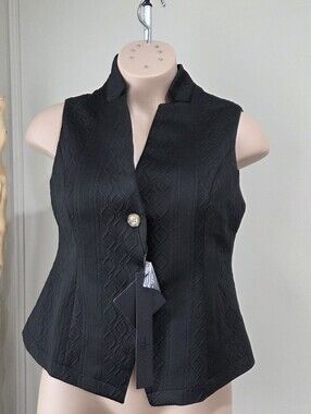 NWT Mina Self Women's Black Textured Sleeveless Vest Sz.XL